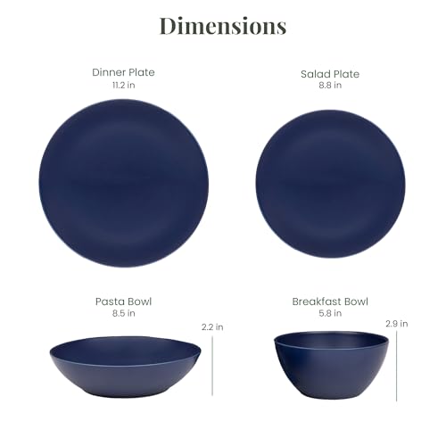 Larder & Vine Stoneware Dinnerware Set, 16 Piece, 4 Place Settings, Made in Portugal, Indigo - color: Indigo