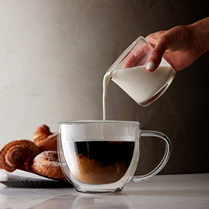 Double Wall Glass Expresso Coffee Mugs Set Of 4 (7 OZ / 200 ML) Insulted Clear Cappuccino Coffee Mugs Tea Cups - color: 7OZ-SET OF 4
