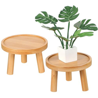 Levemolo 2Pcs Wooden Flower Pot Tray Base Indoor Plant Stand | Stable wood base, for indoor tabletops, supports potted plants and succulents