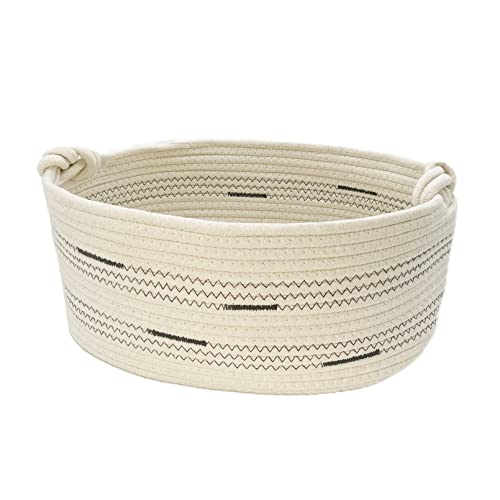 Fhiny Cotton Rope Dog Toy Basket with Handle Puppy Toys Storage Bin Small Woven Rectangle Diapers Pet Kitty Bed Perfect for Carry Pet Chew Toys Blankets Leashes Doggie Stuff - Beige S - size: B-S:14.17"×10.23" ×6.29"