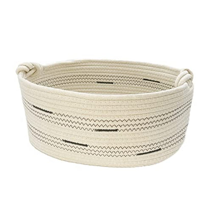 Fhiny Cotton Rope Dog Toy Basket with Handle Puppy Toys Storage Bin Small Woven Rectangle Diapers Pet Kitty Bed Perfect for Carry Pet Chew Toys Blankets Leashes Doggie Stuff - Beige S - size: B-S:14.17"×10.23" ×6.29"