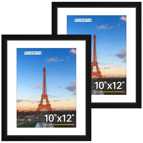 10x12 Picture Frame Set of 2, Photo Frame with HD Plexiglass, Display Pictures 7x9 with Mat or 10x12 Without Mat, Black Picture Frames Collage Wall Decor, Gallary Wall Frame - color: Black, size: 10"×12"
