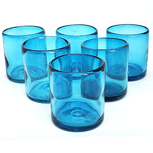 Solid Aqua Blue 9 oz Short Tumblers (set of 6), Recycled Glass, Lead-free, Toxin-Free (9oz Tumbler) - color: Aqua Blue, size: 9 oz