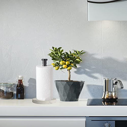 Paper Towel Holder Countertop, Standing Paper Towel Roll Holder for Kitchen Bathroom, with Weighted Marble Base for One-Handed Operation (Black), Black Paper Towel Holder, Marble - color: Black-dd