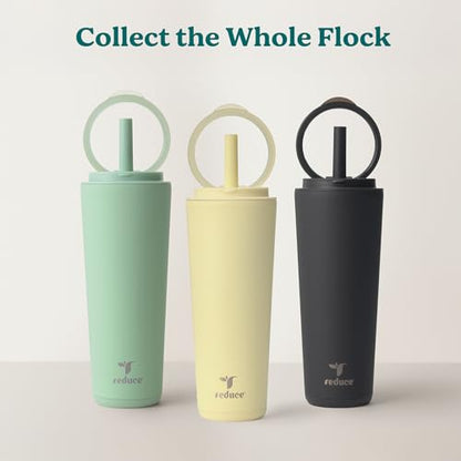 REDUCE Halo 32 oz Stainless Steel Vacuum Insulated Tumbler - Spill Proof Travel Mug with Flip Handle Lid - Keeps Drinks Cold for 32 Hrs - Dishwasher Safe - Cupholder Friendly - Papaya - color: Papaya, size: 32 Ounces