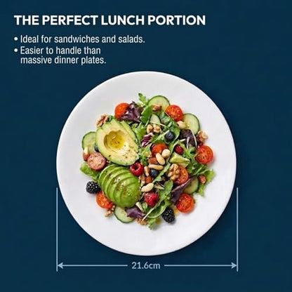 Corelle Vitrelle 6-Piece Salad Plates Set Triple Layer Glass and Chip Resistant, 8-1/2-Inch Lightweight Round Plates, Winter Frost White - size: 8.5" Salad Plates