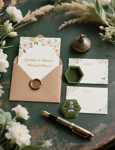 MFXIP Velvet 3 Slots Jewelry Ring Box Engagement Wedding Box Keepsake Box Bridal Photo Ring Triple Slots Hexagon - color: Military Green