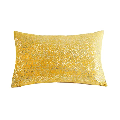 Deeprove 12 x 20 Throw Pillow Cover, Both Sides Metallic Sparkle Gold Foil Print, Fall Season Decor Soft Velvet Hidden Zipper Closure Accent Pillow Cushion Case for Lumbar, Oblong 1 Pack, Gold Yellow - color: Gold Yellow, size: 20" x 12" (Pack of 1)