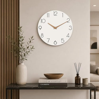 cicininc 12 Inch Battery Operated Wall Clock, Silent Analog, White | Kitchen | Office | Bedroom | Modern Style | Easy-to-read Numbers - color: B_white, size: 12"