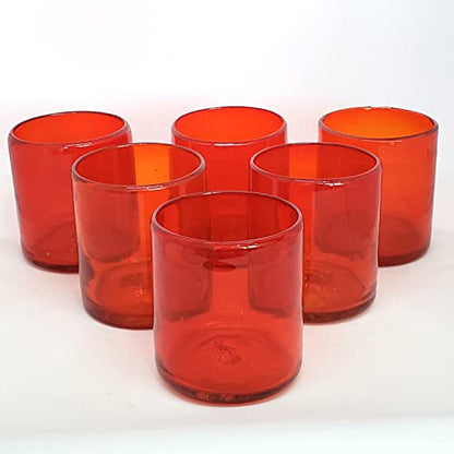 Solid Ruby Red 9 oz Short Tumblers (set of 6), Recycled Glass, Lead-free, Toxin-Free (9oz Tumbler) - color: Red, size: 9 oz