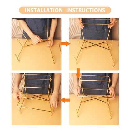 Three-Tier Ceramic Plate Rack - Foldable Gold Plate Rack with Three Large 11.4-inch White Plates for displaying Food, Fruit, Desserts, and Entertaining Guests. - color: 3-tier 11.4 Inch Serving Rack