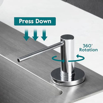 Soap Dispenser for Kitchen Sink Polished Chrome, Stainless Steel Countertop Pump, Built in Sink Soap Dispenser with 47" Extension Tube kit - color: Polished Chrome