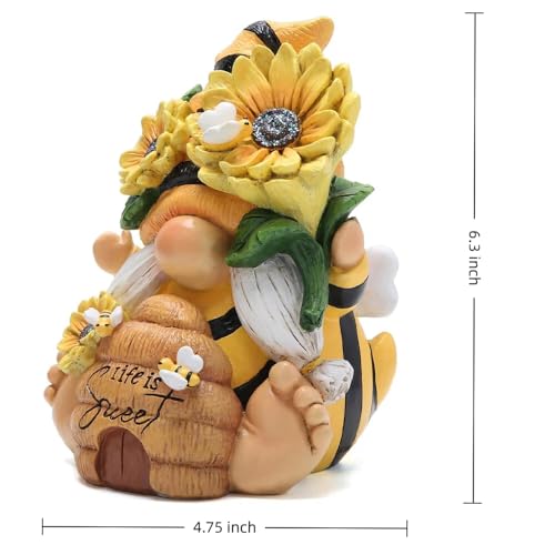 Hodao Gnome Figurine Decorations Indoor Home Decor Sweet Life Bee Gnome - The Sweetness and Warmth of Nature - Summer Garden Patio Gnome Sculpture Decorations (Bees gnome) - style: Whimsical