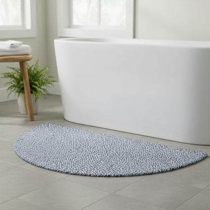 Super Area Rugs Farmhouse Braided Rug Cotton Kitchen Reversible Carpet Blue & White, 20" X 40" Half Circle - color: Blue & White, size: 1'8" x 3'4" (Semicircular)