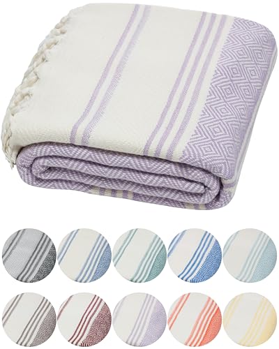 DEMMEX Organic Diamond Turkish Bath & Beach Towel - Oversized, Lightweight, Quick-Drying, Ultra Soft & Absorbent - Prewashed, Oeko-TEX Certified, 71x36'' (Lavender) - color: Lavender