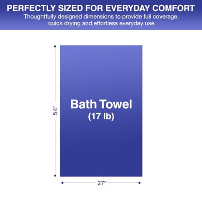 Soft Classic Towel Set - Ultra-Absorbent, Quick-Drying & Durable 4-Piece Towels - Ringspun Cotton Loops for Plush Comfort - Lightweight & Long-Lasting Bathroom Essentials - (White, Bath Towel) - style: Bath Towel-17 lb