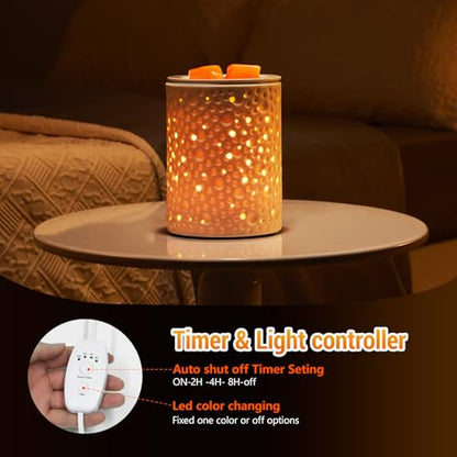 inrorans Wax Melt Warmer Ceramic Oil Burner with Timer Electric Candle Wax Melter with Led Coloful Changing Silicone Removeable Tray for Home Gifts-Planet - color: Planet