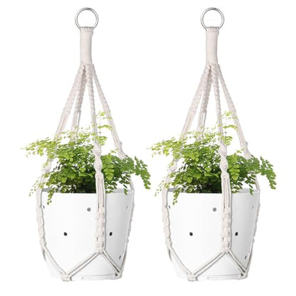garini 2 Pack 20Inch Macrame Plant Hanger Rope to Hang Flower Pot Plant | Handmade Cotton Hanging Planters For Indoor Outdoor Decoration, 4 Legs(POTS NOT Included) - size: 2 Pack-20 Inch
