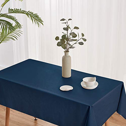 NLMUVW Navy Blue Vinyl Tablecloth, Heavy Duty PVC Table Cloth Rectangle | Dining Table Cover 100% Waterproof Wipe Clean for Kitchen Picnic, 54 x 78 inch - color: Navy, size: 78" x 54" (Rectangular)