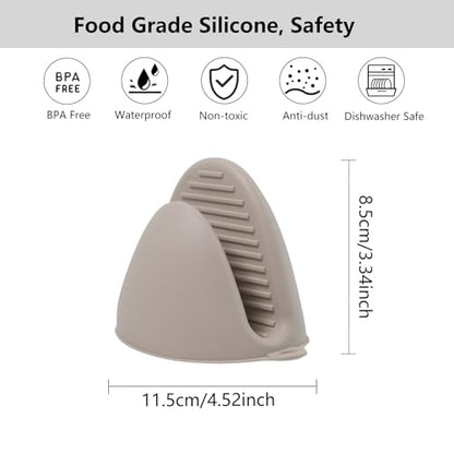 Silicone Oven Mitts Heat Resistant 3 Pair Mini Pot Pinch Grip- ChufanMomsil Short Cute Pot Holders Sets for Kitchen, Air Fryer, Baking, Small Silicone Rubber Oven Gloves Mittens, Khaki - color: Khaki