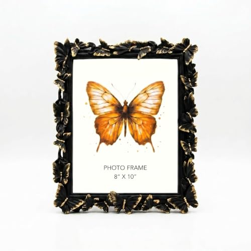 Black 8X10 Vintage Picture Frames Gold Butterfly Elegant Retro European Design, Antique Photo Frame for Wall Hanging and Tabletop Display, Retro Design Home Decor - color: Black, size: 8X10