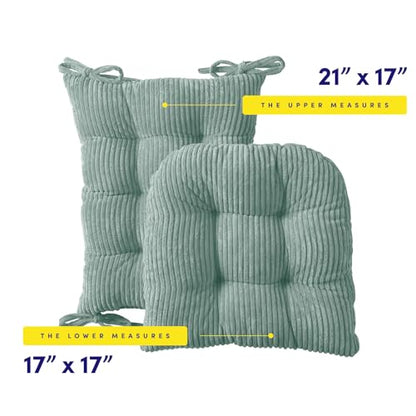Rocking Chair Cushion Premium Tufted Pads Non Skid Slip Backed Crushed Velvet Cover Set of Upper and Lower with Ties, 21 in x 17 in | 17 in x 17 in, Velvet Mint - color: Velvet Mint, style: 21" X 17"/17" X 17" (Pack of 1)