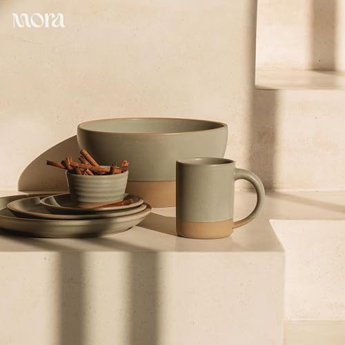 MORA Medium Mugs Set of 4, 16oz Ceramic Pottery Latte Mugs/Coffee Cups - Microwave and Dishwasher Safe - Thyme - color: Thyme