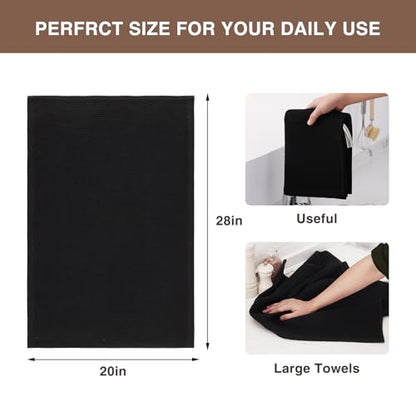 Homaxy 100% Cotton Oversized Waffle Weave Kitchen Towels 4-Pack, Black | 20 x 28 Inches, Ultra Soft Absorbent Dish Towels, Quick Drying Large Cleaning Towels - color: Black, size: 20 X 28 - 4 Pack