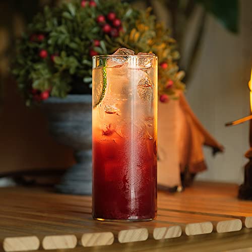 LUXU Drinking Glasses 12 oz,4pcThin Highball Glass,Clear Tall Beer Glass | Lead-Free Glassware,Clear Everyday Drinkware,Water Glasses,Mojito Glass Cups,Bar Glassware,and Mixed Drink Cocktail Glass Set - style: 12 OZ highball glass
