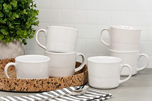 Double Line 3.75"/12 oz Mug, Set of 6, White - color: White, size: 12 Ounces
