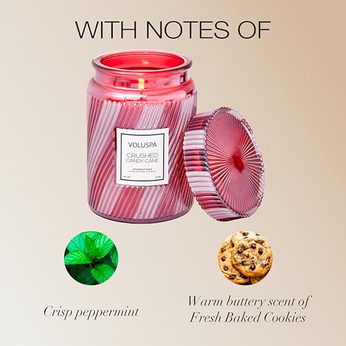 Voluspa Crushed Candy Cane, Large Candle Jar, 18 oz, 100 Hour Burn Time, Coconut Wax for Clean Burning, Handcrafted in the USA - color: 22 - Crushed Candy Cane
