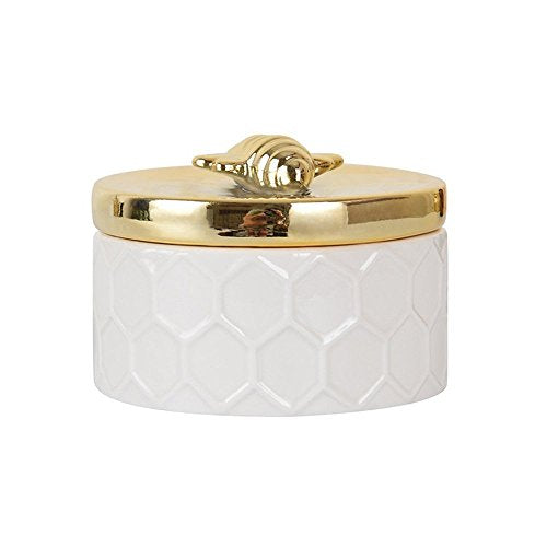 Ceramics Jewelry Box w/Accessories Organizer Storage Tank Container (Bee Lid)