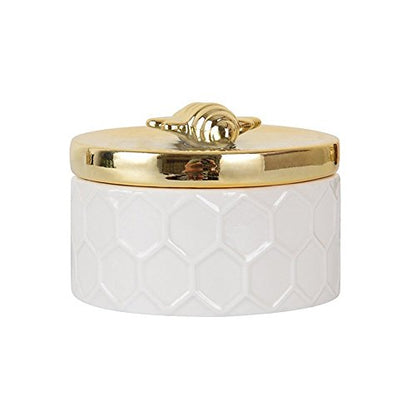 Ceramics Jewelry Box w/Accessories Organizer Storage Tank Container (Bee Lid)