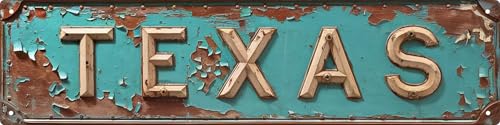 Rustic Texas Metal Tin Sign 4x16 in Vintage Wall Art with for Home Door Garden Man Cave Club and Farmhouse Decor - color: Texas