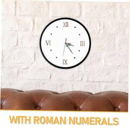 KALLORY Modern Minimalist Wall Clock with Silent Mechanism Solid Wood Design Featuring Roman Numerals for Living Room Bedroom and Office Decor