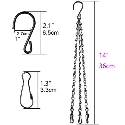 4pcs 14 inch Black Hanging Basket Chain with Hooks Flower Plant Pot Replacement Chain Hanger for Bird Feeders,Planters,Lanterns and Ornaments - size: 14 inch (4pcs)