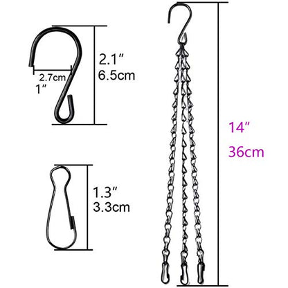 4pcs 14 inch Black Hanging Basket Chain with Hooks Flower Plant Pot Replacement Chain Hanger for Bird Feeders,Planters,Lanterns and Ornaments - size: 14 inch (4pcs)