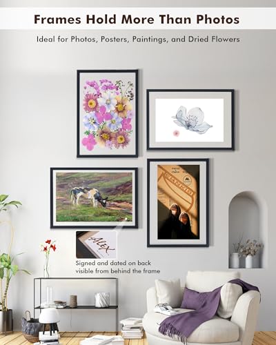 DLQuarts 18x24 Floating Picture Frame for 16x20/13x19/12x18/11x14 Photos, 2-Pack Solid Wood Double Plexiglass Wall Art Frames, Any Size Photo up to 18x24 Display, Black - color: Charcoal Black, size: 18x24
