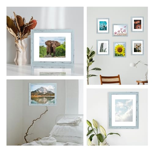 11x14 Picture Frame, Wall Gallery Photo Frame, Displays 11x14 inches without Mat or 8x10 inches with Mat, Blue 11x14 Frames - color: Blue, size: 11x14 inches 1P