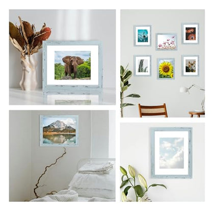 11x14 Picture Frame, Wall Gallery Photo Frame, Displays 11x14 inches without Mat or 8x10 inches with Mat, Blue 11x14 Frames - color: Blue, size: 11x14 inches 1P