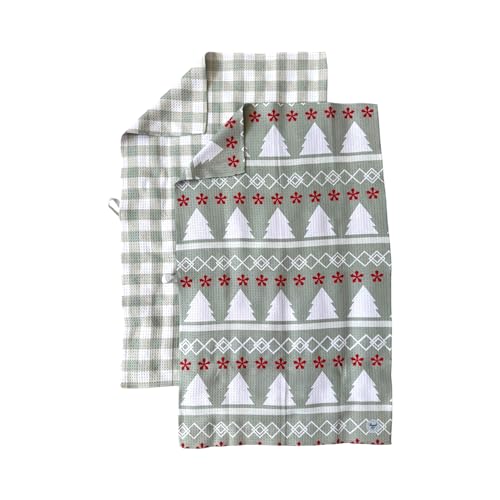 Kitchen Towels, Dish Towels for Kitchen, 3 Pc Kitchen Towel Set | Microfiber Waffle Towels, 16 x 26 inches, with Hanging Loops, Reusable Tea Towels, Cute Kitchen Towels - 3 Pack - color: Mint 2 Pack