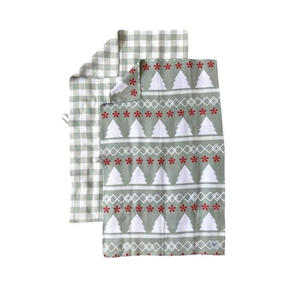 Kitchen Towels, Dish Towels for Kitchen, 3 Pc Kitchen Towel Set | Microfiber Waffle Towels, 16 x 26 inches, with Hanging Loops, Reusable Tea Towels, Cute Kitchen Towels - 3 Pack - color: Mint 2 Pack