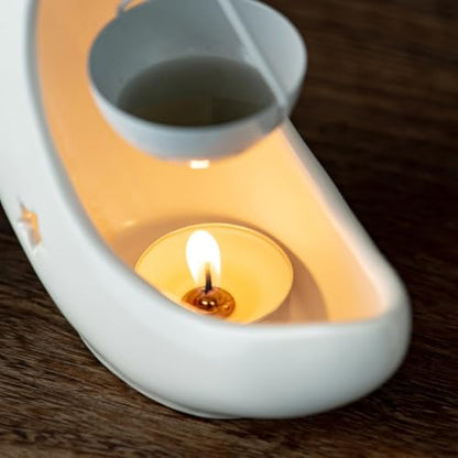Moon & Star Ceramic Wax Melt Warmer, Hanging Tealight Oil Burner, Aromatherapy Candle Holder for Home Decor, Bedroom, Spa, Boho Gift for Women, Mom Black