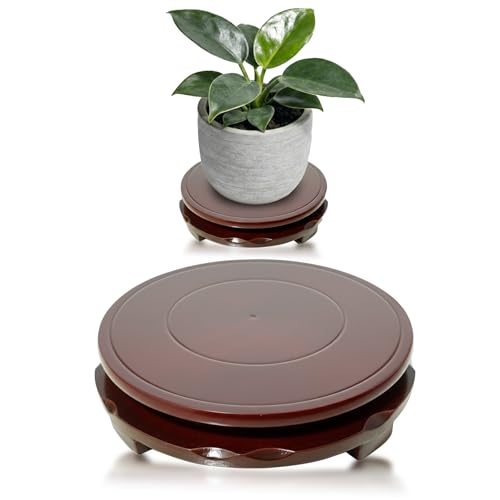 Wood Plant Stand Rotating,Vase Stand,Table Lamp Base,6.6 Inch Small Chinese Oriental Plant Stand,Bonsai Stand,Lamp Riser,Round Display Stand for Fishbowl Flower Pot Indoor