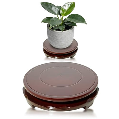 Wood Plant Stand Rotating,Vase Stand,Table Lamp Base,6.6 Inch Small Chinese Oriental Plant Stand,Bonsai Stand,Lamp Riser,Round Display Stand for Fishbowl Flower Pot Indoor