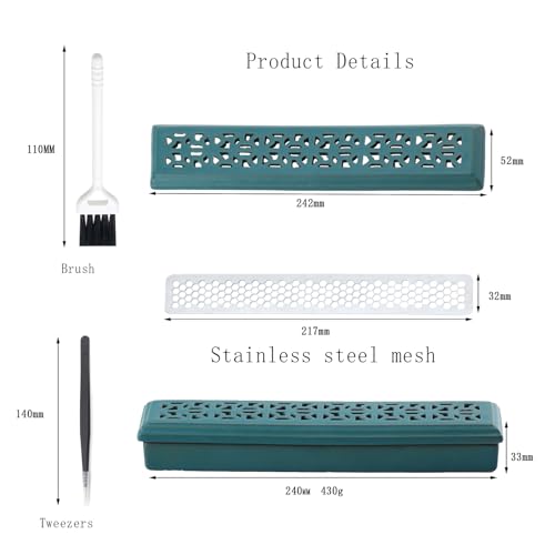 CEREMONY Incense Holder for Sticks, Ceramic Insence-Stick Holder Ash Catcher, Incense Holder Timkburner for Meditation Yoga Spa Room Incense Holder (Mesh-Green) - color: Mesh-green