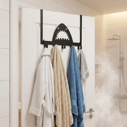 Reallnaive Shark Over The Door Hooks Bathroom Decoration Hanger Wall Mount Art Funny Rack Holder for Towel, Hat, Coat, Cloth, Keychain, Bag, Christmas Gift - style: Shark