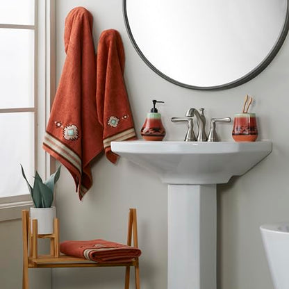SKL Home Southwest Sunset 100% Cotton Premium Bath Towel, 470 GSM, Embroidered, Soft & Absorbent, Rust - color: Southwest Sunset, style: Bath Towel
