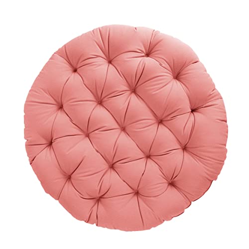 Sorra Home Tufted Papasan Cushion - Bucket & Moon Chair Comfy Round Cushion - Floor Pillow with Plush Foam for Indoor Furniture (Frame Not Included) - Coral (48" x 48" x 4") - color: Coral, size: 48 in x 48 in x 4 in