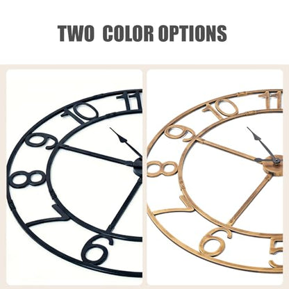 48in Large Silent Wall Clock, Easy Assembly Arabic Numeral Bronze | Non-ticking metal farmhouse wall clock, KD assembly, battery operated, oversized living room decor - size: 48inch